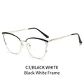 Montatura per occhiali cat-eye in bianco e nero con stanghette in metallo dorato - Montatura Bianco e Nero