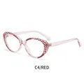 Occhiali anti-luce blu cat-eye con montatura in TR90 rosa trasparente e motivo geometrico rosso - Montatura Rosso Rosa