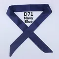 Detail of navy blue satin skinny scarf for bag handle decoration in a sleek X-fold layout - 100x4cm / Navy Blue
