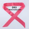 Detailed view of the watermelon red satin scarf featuring a narrow design and diagonal ends - 100x4cm / Watermelon red