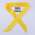 Detailed close-up of smooth yellow satin skinny scarf for handbags and neck accessories - 100x4cm / Yellow
