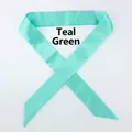 Close-up of mint green satin silk scarf with smooth texture and glossy finish - 100x4cm / Aqua Blue