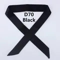 Elegant solid black narrow satin skinny scarf with stylish diagonal cut ends for bags - 100x4cm / Black