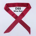 Detail of wine red narrow silk scarf D88 with smooth satin texture and pointed ends - 100x4cm / Burgundy