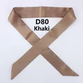 Detail shot of khaki silk narrow scarf with pointed ends for bag handle decoration - 100x4cm / Khaki