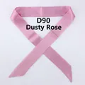 Detail of dusty pink satin skinny scarf with elegant pointed ends for handbag decor - 100x4cm / Dusty Pink