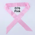 Flat lay of pink silk-like satin skinny scarf with diagonal cut ends for handbags - 100x4cm / Pink