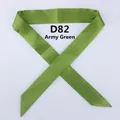 Detailed view of an army green narrow satin scarf for bags in model D82 finish - 100x4cm / Army Green