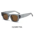 Occhiali da sole quadrati futuristici grigio trasparente con lenti marrone tè - Montatura Grigia Trasparente Lente Tè