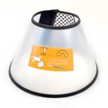 Translucent pet protection Elizabeth collar with black fabric edging and velcro fastener - No. 2 (Neck 38-42.5cm)