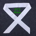 Detail of a narrow white satin scarf D72 tied in a cross on a textured background - White (D72)