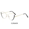 Montatura per occhiali cat-eye in metallo nero e oro con aste sottili, modello C1 - Montatura Oro Nero