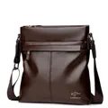 Bolso bandolera de negocios para hombre en cuero marrón oscuro con correa ajustable - Shoulder Bag / Marrón