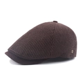 Klassische dunkelbraune Strick-Schiebermütze mit Vintage-Metallschnalle für Herren - Verstellbar / Kaffeebraun