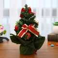 Detailed view of 20cm mini Christmas tree with red bows, gold bells and gift box ornaments - Original Red (A-S06)