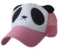Casquette trucker panda rose et blanche avec maille respirante et broderie cartoon - Taille enfant réglable 48-54CM / Style en maille / Rose