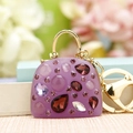 Purple luxury style handbag keychain with glittering crystals and gold spring clasp - Violet Jelly Crossbody Bag