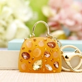 Yellow miniature handbag keychain featuring sparkling crystals and gold metal finish - Yellow Jelly Crossbody Bag
