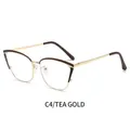 Occhiali da vista cat-eye in metallo color oro tè con lenti anti-luce blu - Montatura Oro Marrone