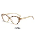 Cat eye TR90 blue light blocking glasses in tea amber frame with geometric pattern - Tea Frame