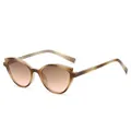 Cat eye sunglasses featuring tortoiseshell frames with gradient brown and pink lenses - Grain Frame Tea Pink Lens