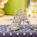 Silver hollow mesh high heel keychain charm with polished metallic finish and link ring - Silver Hollow High Heel