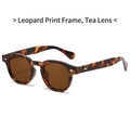 Retro tortoise frame sunglasses with tea lenses and silver arrow metal rivet details - Leopard Frame / Tea Lens