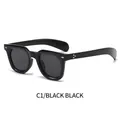 Classic square black PC sunglasses with grey lenses and gold metal stud accents - Black Frame Black Grey Lens
