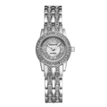 KINGNUOS Luxus Silber Damenuhr mit Strass-Lünette und elegantem Perlmutt-Zifferblatt - Modisches Silber