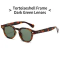 Lunettes de soleil ovales rétro en écaille avec verres vert foncé et rivets argentés - Monture Léopard Verres Vert Foncé