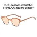 Cat eye sunglasses with tea leopard print frame and champagne lenses for women - Tea Leopard Frame Champagne Lens