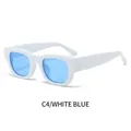 Occhiali da sole quadrati futuristici con montatura bianca e lenti blu - Montatura Bianca Lente Blu