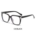 Square blue light blocking glasses in black frame with tortoiseshell accent marble pattern - Black (C4)