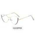 Montatura occhiali cat-eye da donna in metallo oro caffè C3 per un look vintage - Montatura Caffè Oro