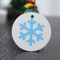 White ceramic round Christmas gift tag with blue snowflake pattern and hanging hole - Round White with Blue Snowflake (100Pcs)