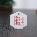 White hexagonal Christmas gift tag with red Merry Christmas text for holiday packaging - Hexagon Merry Christmas (100Pcs)