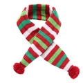 Gestreifter Weihnachts-Hundeschal mit roten Bommeln für große Hunde Winter-Accessoire - XS / Rot und Grün gestreifter Schal
