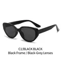 Gafas de sol ojo de gato con montura negra brillante y lentes gris oscuro modelo C1 - Montura Negra Lentes Gris Negro