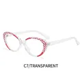 TR90 cat eye blue light blocking glasses with transparent frame and red geometric pattern - Clear Red