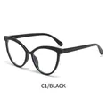 Occhiali anti-luce blu C1 neri TR90 a gatto con un'elegante finitura opaca nera - Montatura Nera