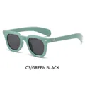 Fashionable square mint green sunglasses with dark gray lenses and star rivets - Green Frame Grey Lens