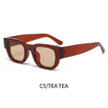 Occhiali da sole retrò squadrati spessi con montatura color tè e lenti color tè - Montatura Tè Lente Tè Traslucida