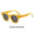 Retro quadratische Sonnenbrille in leuchtendem Gelb mit schwarz-grauen Gläsern - Gelber Rahmen Graue Linsen