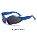 Occhiali da sole sportivi Y2K futuristici con montatura blu e lenti blu scuro - Montatura Blu / Lenti Blu