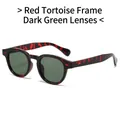 Lunettes de soleil ovales vintage avec monture léopard rouge et verres vert foncé - Monture Léopard Rouge Verres Vert Foncé