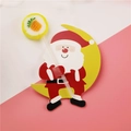Cartoon Santa Claus on yellow moon lollipop decorative paper card for Christmas party - Moon Santa Claus Shape / 48-50 Pieces/Pack