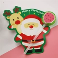Weihnachts-Lutscherkarte mit Weihnachtsmann- und Rentier-Motiv auf rosa Grund - Grüner Hintergrund Weihnachtsmann / 48-50 Stück/Packung