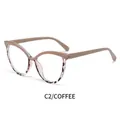 Occhiali anti luce blu gatto con montatura TR90 marrone caffè e tartaruga da donna - Montatura Caffè