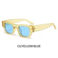 Occhiali da sole quadrati futuristici con montatura gialla trasparente e lenti blu C6 - Montatura Gialla Lenti Blu