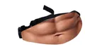 Funny fake belly waist bag with realistic red muscle and six-pack abs print, style 09 - Skin Tone 7-Muscle